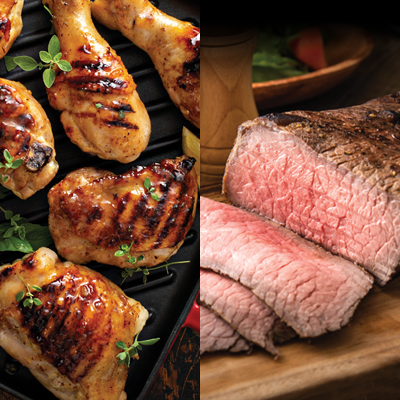 Fresh Chicken Drumsticks or Thighs or Beef London Broil Steak
